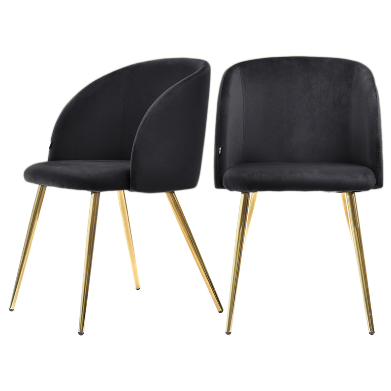 Zestaw dwóch krzeseł tapicerowanych Gary czarno - złote tapicerowane z podłokietnikami