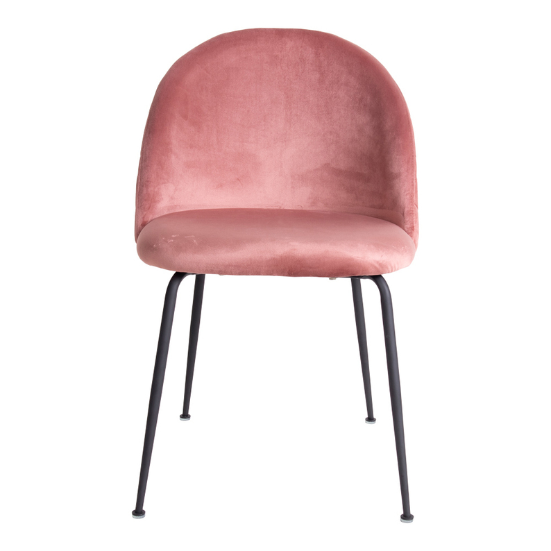 Zestaw dwóch krzeseł tapicerowanych Rallsy różowe na czarnej podstawie