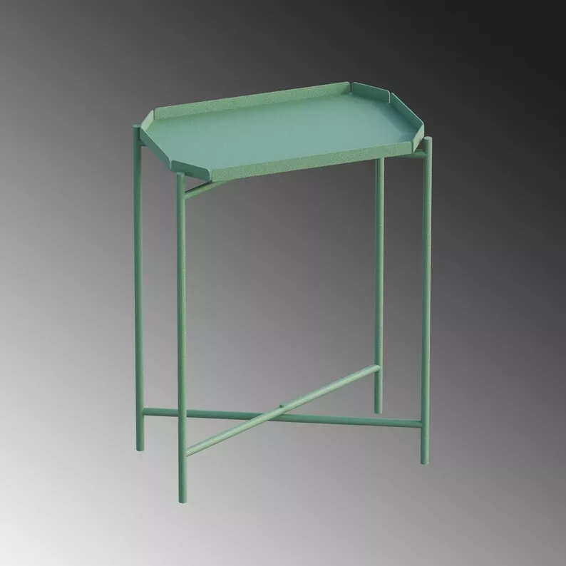 Stolik metalowy Cantive prostokątny blat 40x26 cm zielony