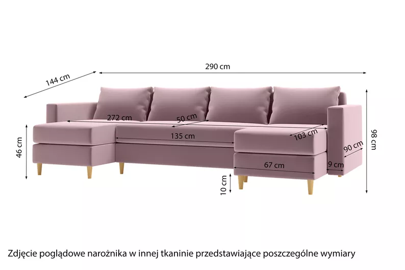 Narożnik z funkcją spania Lengtor U-kształtny z pojemnikiem uniwersalny szary