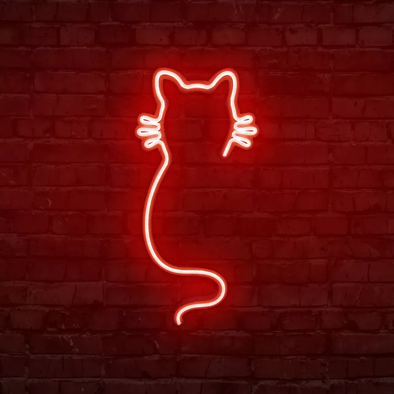 Neon na ścianę Letely w kształcie kota czerwony