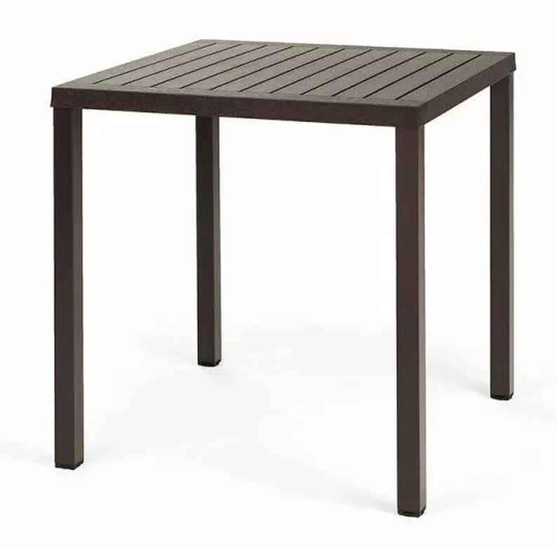 Stół ogrodowy kwadratowy Cube Nardi 70 cm z certyfikowanego tworzywa ciemnobrązowy