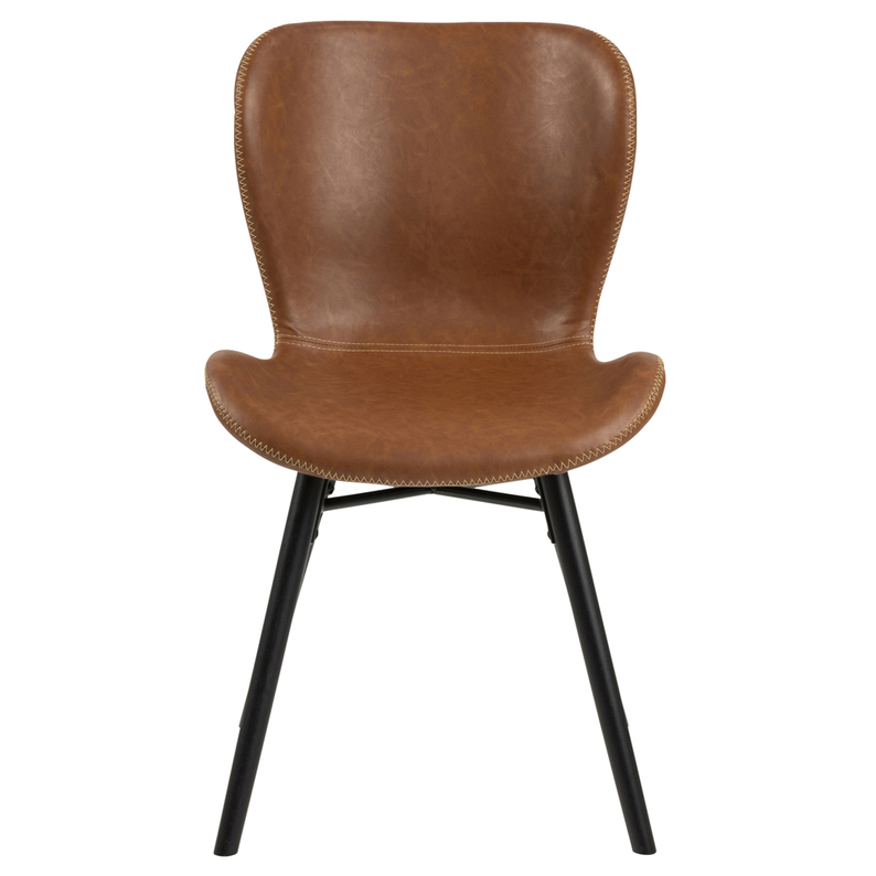 Krzesło tapicerowane Glena brązowe z ekoskóry na czarnych nóżkach