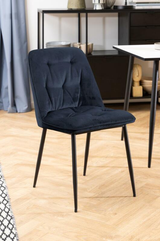 Krzesło tapicerowane Agamos granatowy miękka tkanina velvet
