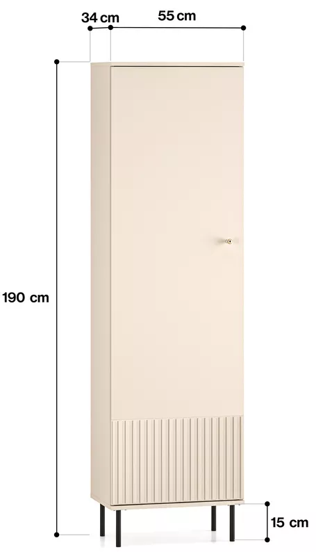 Szafa do przedpokoju Caletto 55 cm jednodrzwiowa ozdobne lamele beżowa