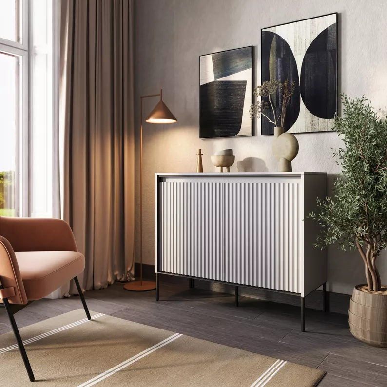 Komoda dwudrzwiowa Trend 98 cm z LED Szara