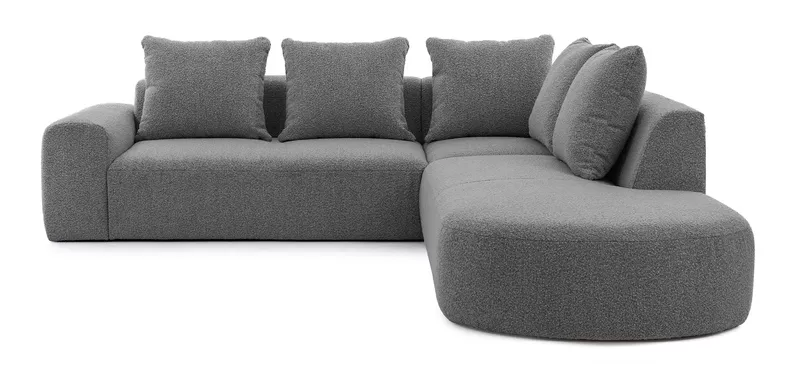 Narożnik modułowy Castellina L-kształtny 255 cm większy ciemnoszary w tkaninie boucle prawostronny