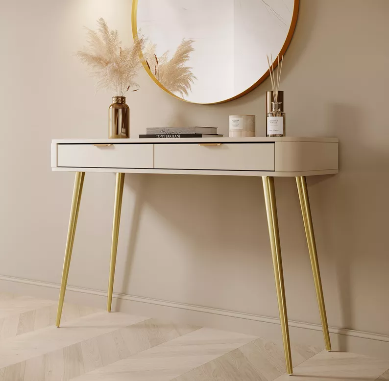 Toaletka z szufladami Oval 112 cm beż piaskowy