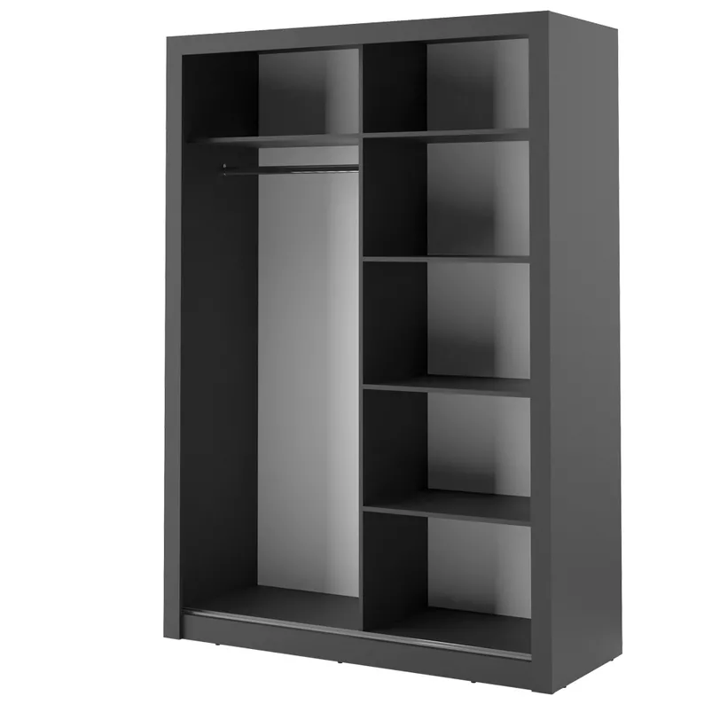 Szafa Arti 150 cm z jednym lustrem Czarny 