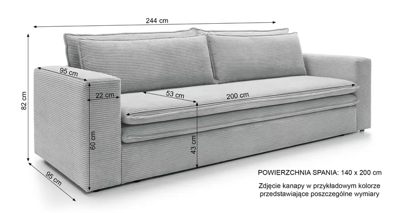 Kanapa rozkładana trzyosobowa Baptello z pojemnikiem ciemnoróżowa sztruks