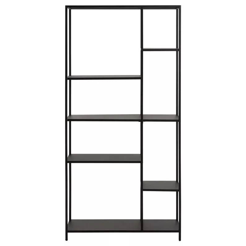 Regał otwarty metalowy Seaford niesymetryczny 165 cm czarny