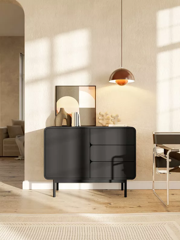 Komoda Oro 104cm z trzema szufladami czarna