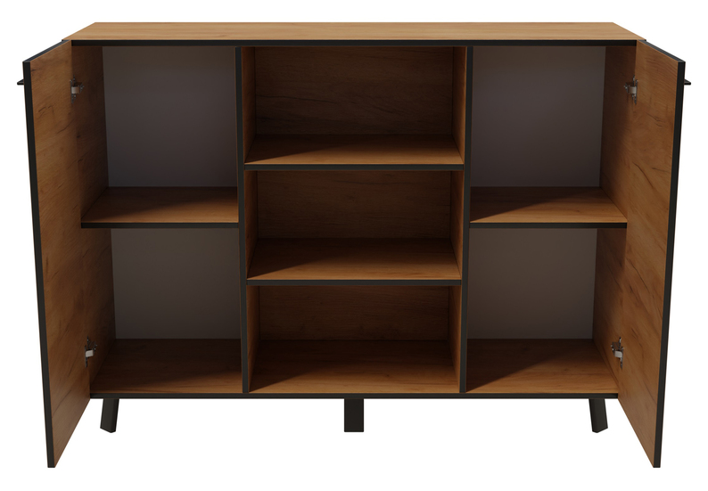 Komoda dwudrzwiowa Farropi 130 cm dąb craft złoty