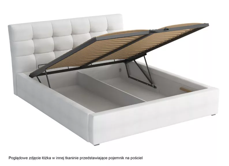 Łóżko tapicerowane 200x200 cm Nabbe z pojemnikiem szałwiowe velvet hydrofobowe