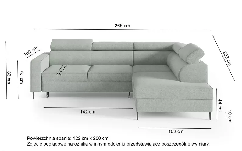 Narożnik z funkcją spania Vero L-kształtny z pojemnikiem czarny plecionka prawostronny