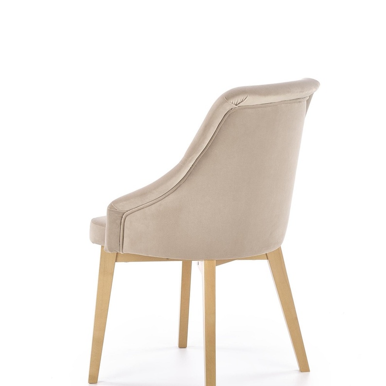 Krzesło tapicerowane Berlas beżowy velvet - dąb miodowy