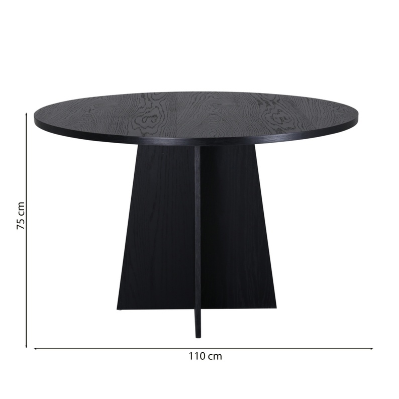 Stół do jadalni Quishly okrągły średnica 110 cm/dąb czarny