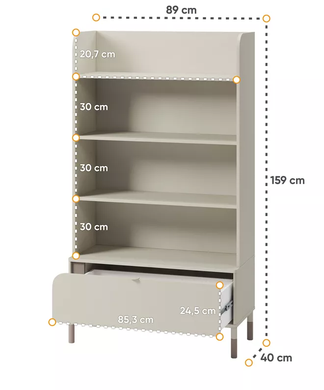 Regał Harmony z szufladą 89 cm kaszmir