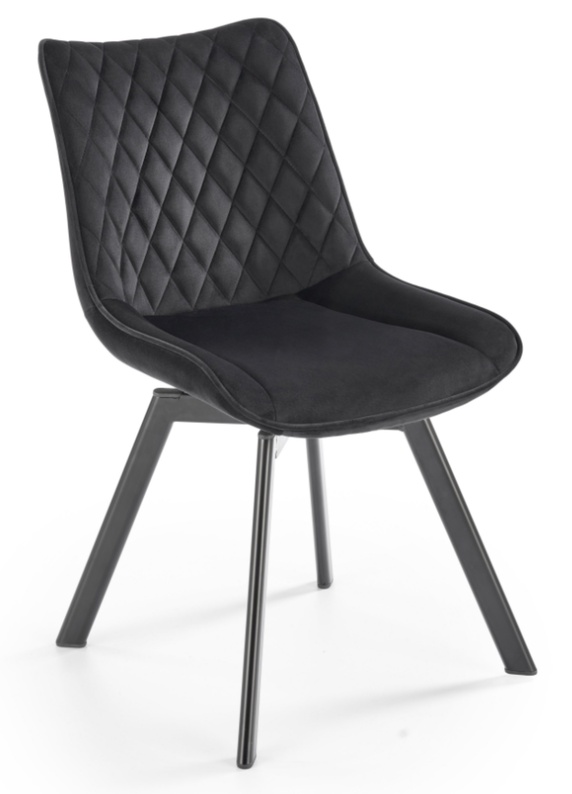 Krzesło tapicerowane Chanen z ozdobnym pikowaniem czarne