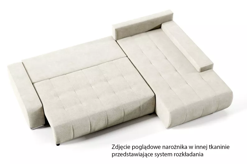Narożnik z funkcją spania Magliano L zielony welur hydrofobowy prawostronny