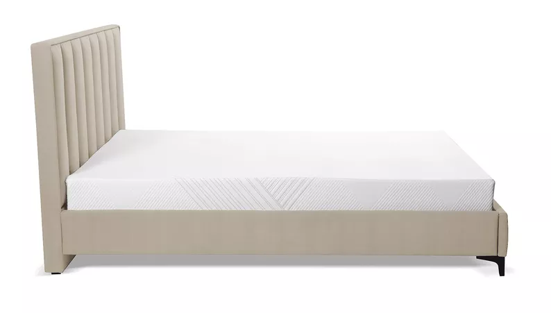 Łóżko tapicerowane 140x200 cm Vergato z pojemnikiem beżowe welur łatwoczyszczący
