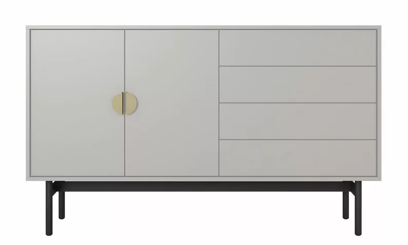 Komoda dwudrzwiowa Stoon z czterema szufladami 154 cm Szary beż
