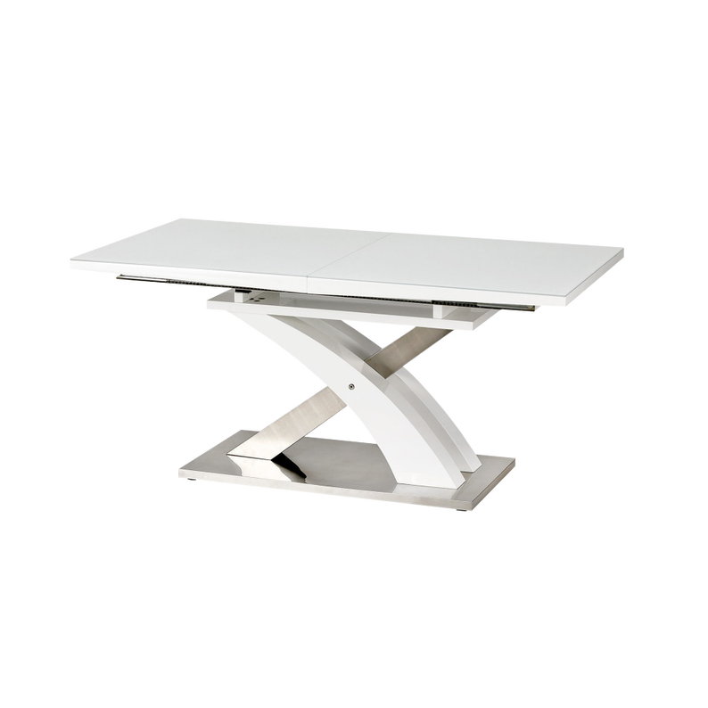 Stół rozkładany Reinosa 160-220x90 cm biały ze szklanym blatem