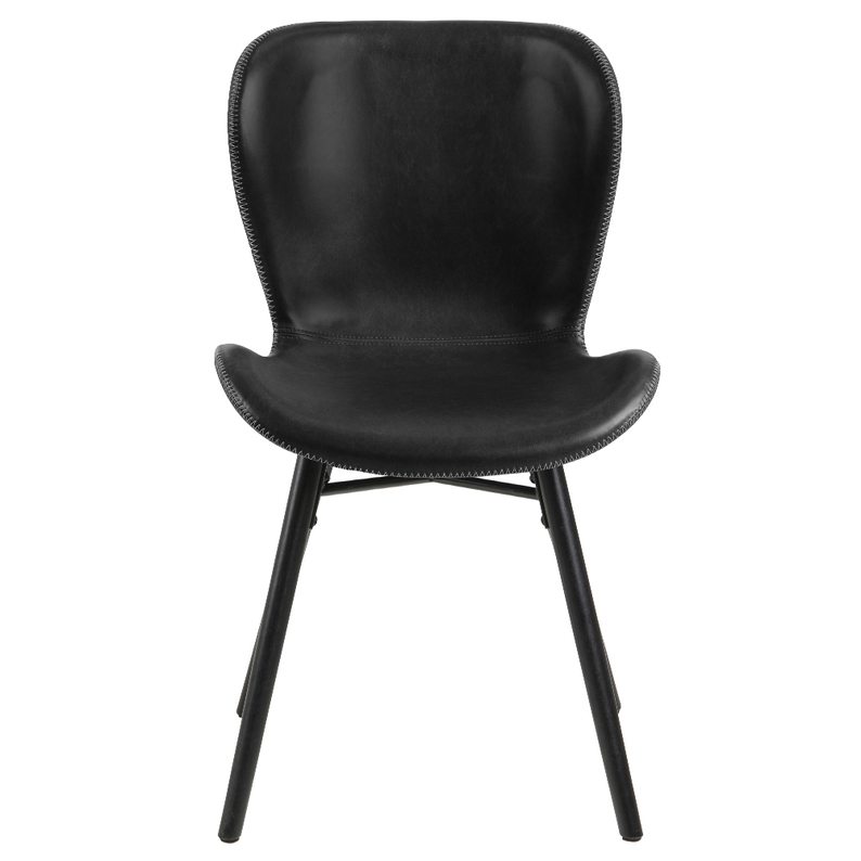 Krzesło tapicerowane Glena czarne z ekoskóry na czarnych nóżkach