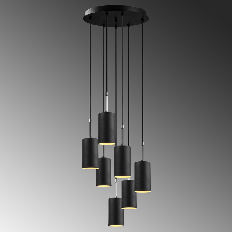 Lampa sufitowa Daffnia x7 minimalistyczna na okrągłej podsufitce czarna