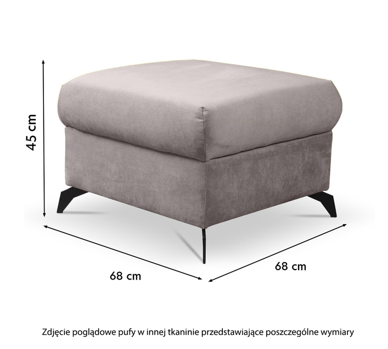 Pufa na metalowych nóżkach Hazryn z pojemnikiem ciemnoszara welwet łatwoczyszczący