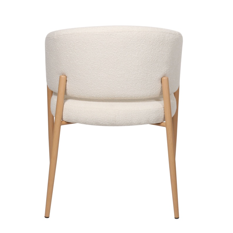 Krzesło tapicerowane Resilly w tkaninie boucle jasnokremowe/ dębowe nóżki