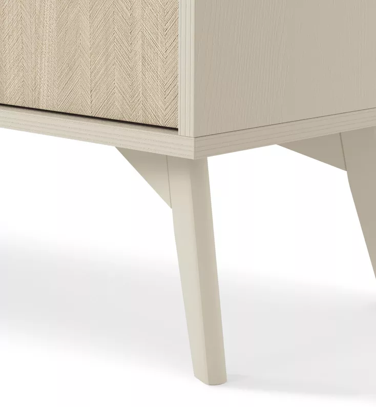 Regał Favoria dwudrzwiowy 80 cm beżowy/jodełka scandi ze złotymi uchwytami