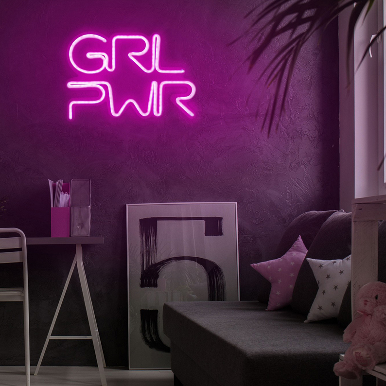 Neon na ścianę Letely z napisem Girl Power różowy