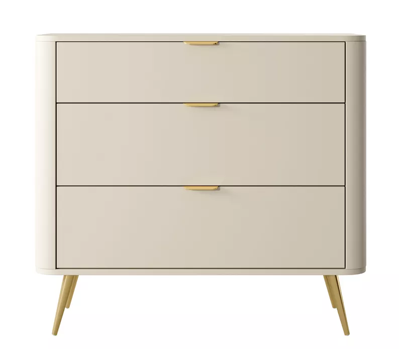 Komoda Oval z trzema szufladami 92 cm beż piaskowy