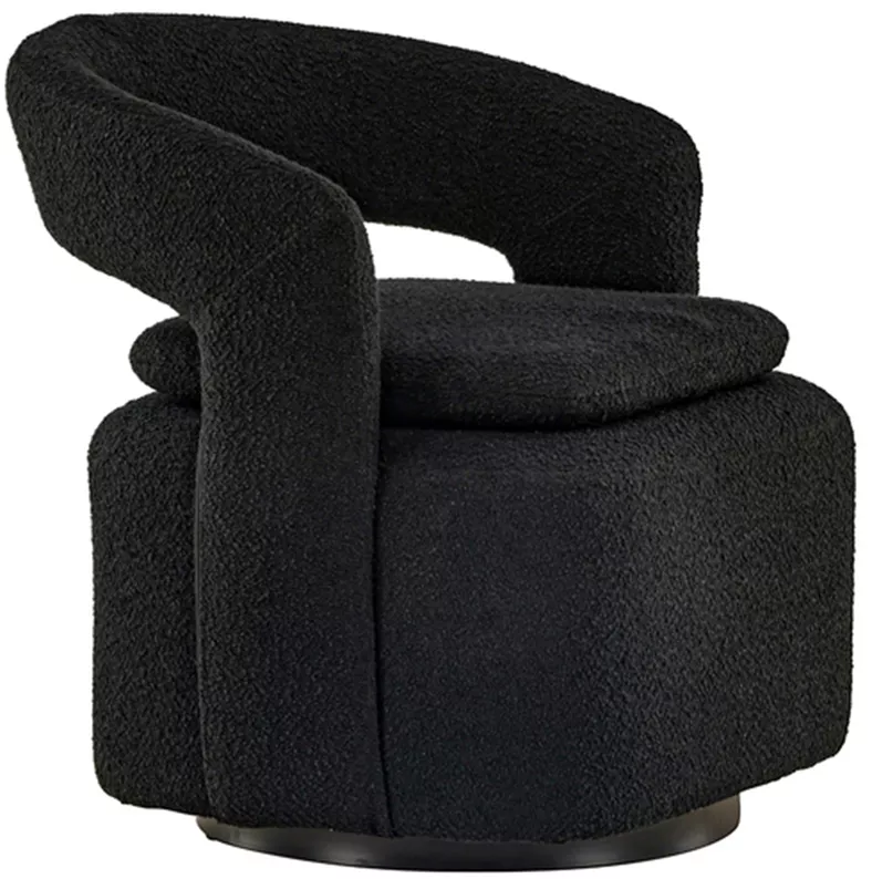 Fotel obrotowy Rabbed w tkaninie boucle czarny