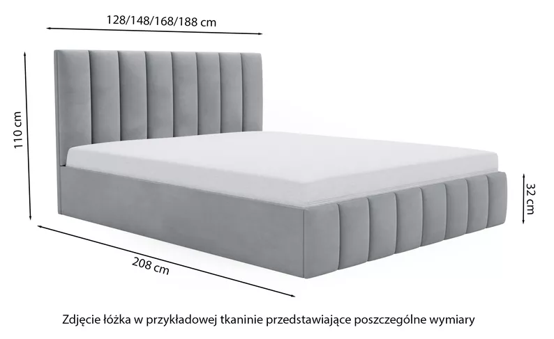 Łóżko tapicerowane 160x200 cm Buenio z pojemnikiem szarobeżowe velvet hydrofobowy