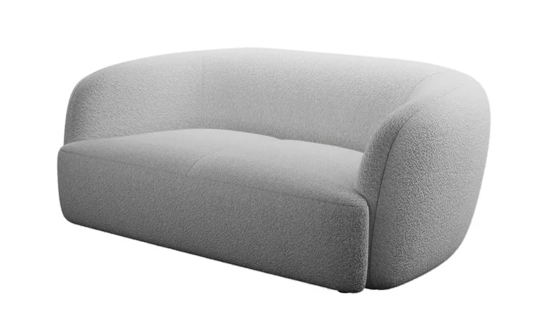 Sofa dwuosobowa Sabanitas jasnoszara w tkaninie boucle