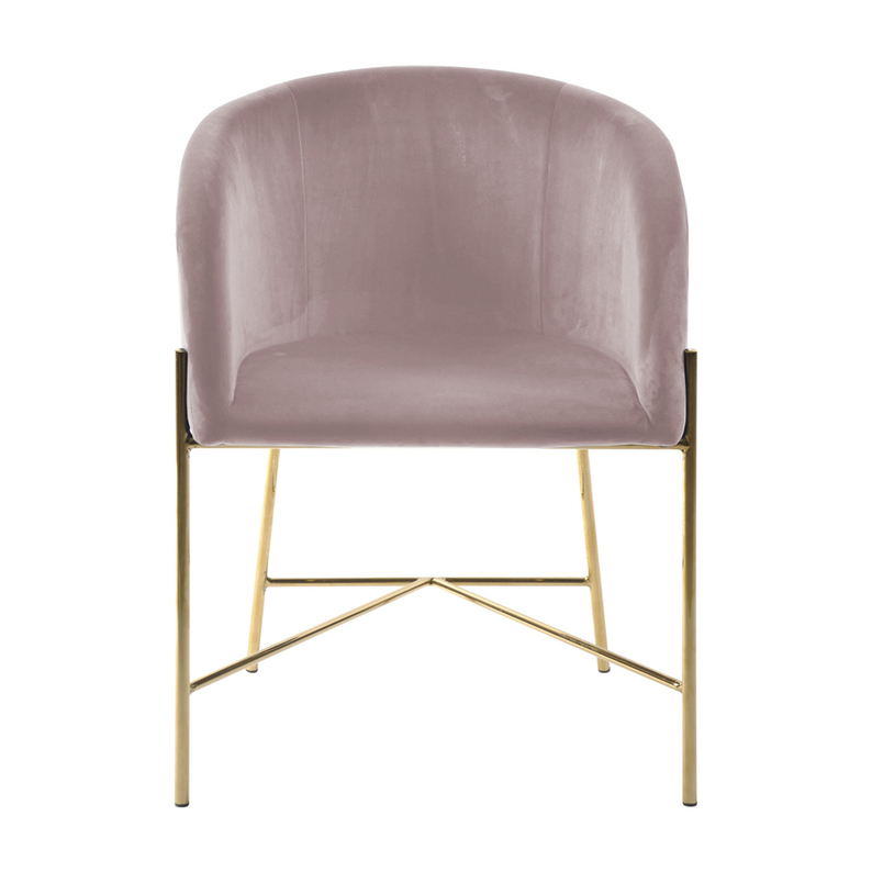 Krzesło tapicerowane Ribioc różowy welur na złotych nogach