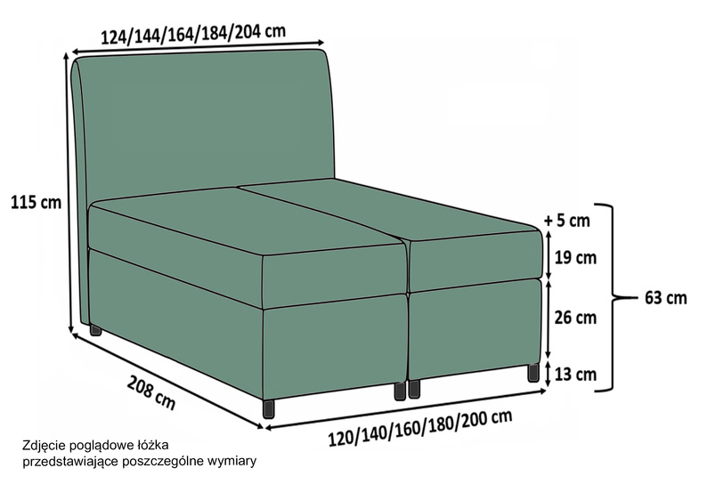 Łóżko kontynentalne Merrans 120x200 z dwoma pojemnikami, materacem i topperem szare hydrofobowe