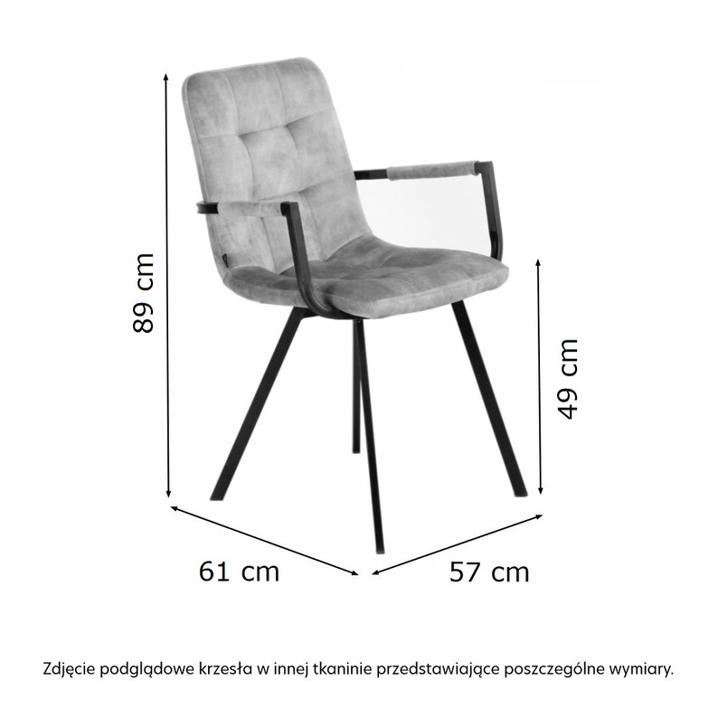 Krzesło tapicerowane z podłokietnikami Unurgunite ciemnoszare