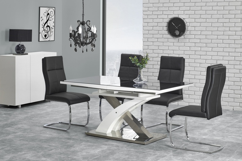 Stół rozkładany Reinosa 160-220x90 cm czarny ze szklanym blatem