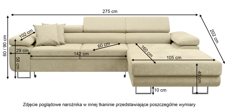 Narożnik z funkcją spania Ganta L-kształtny z pojemnikiem zielony welur hydrofobowy lewostronny