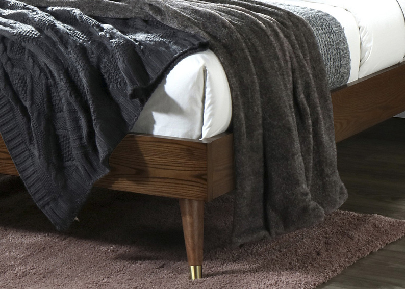 Łóżko drewniane z tapicerowanym zagłówkiem Somiro 160x200 cm