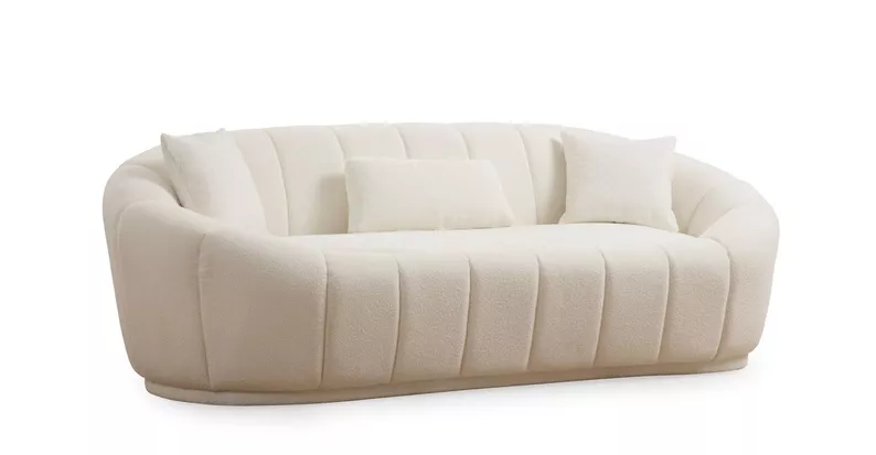 Sofa trzyosobowa Forelit w tkaninie boucle kremowa