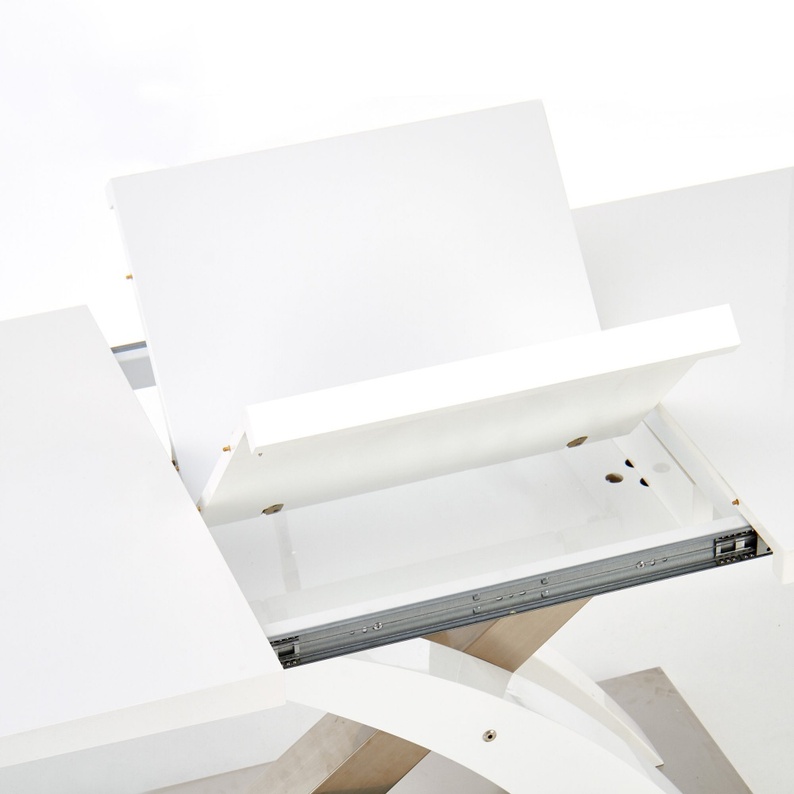Stół rozkładany Reinosa 160-220x90 cm biały ze szklanym blatem