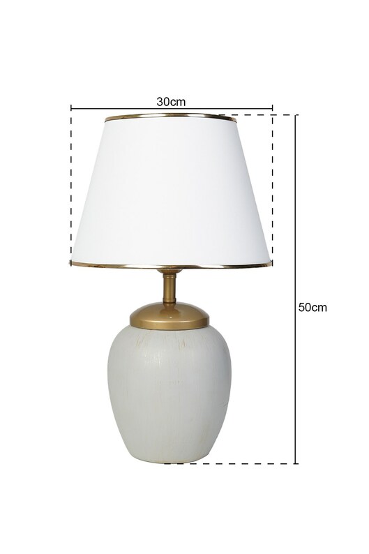 Lampa stołowa Insolive biało/szara ze złotymi detalami
