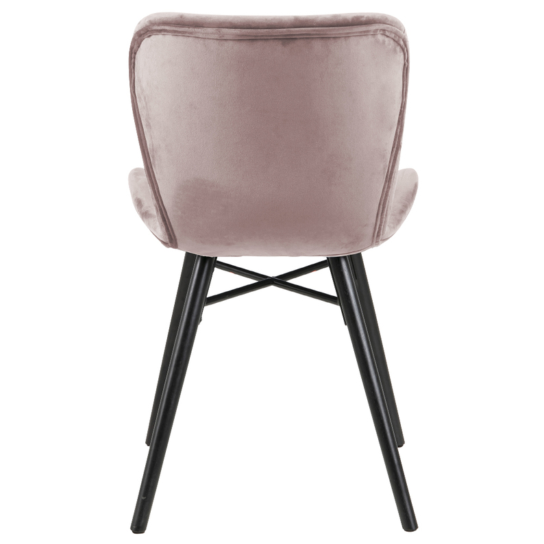 Krzesło tapicerowane Glena różowe na czarnych nóżkach