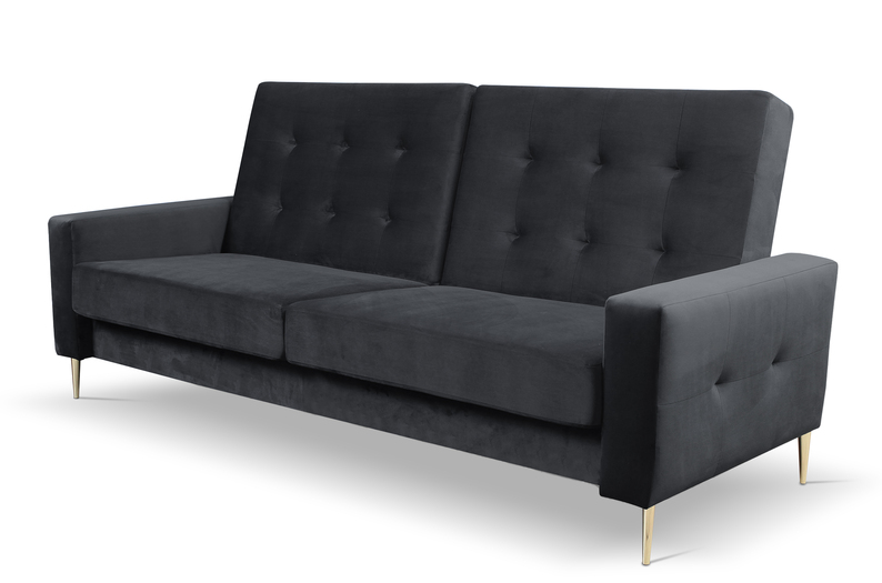 Komplet wypoczynkowy Santi sofa i dwa fotele ciemnoszary w tkaninie hydrofobowej nogi złote