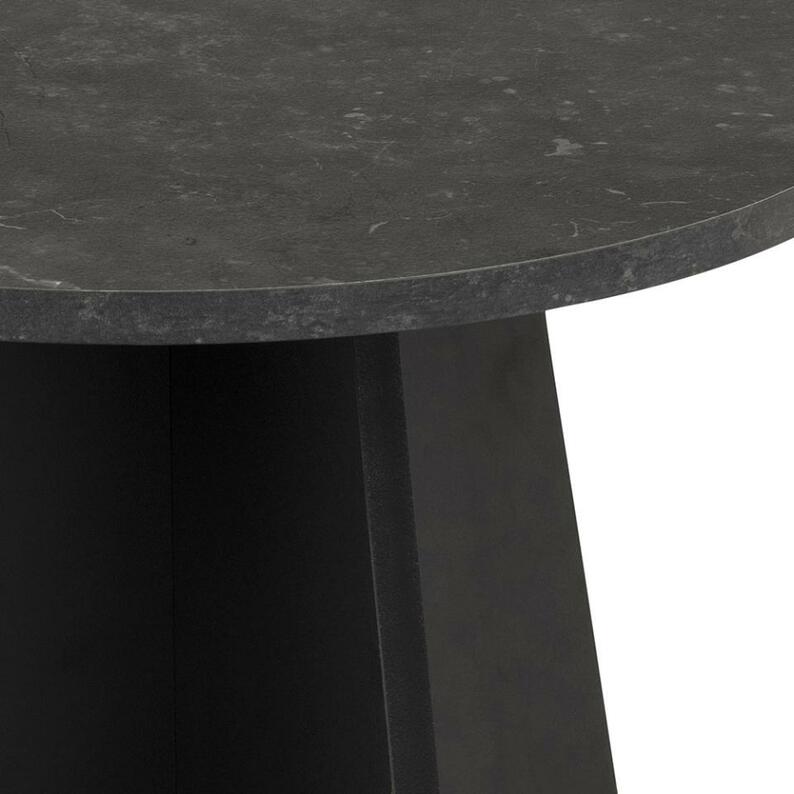Stolik okrągły Milants czarny marmurowy blat na krzyżowej podstawie 50 cm