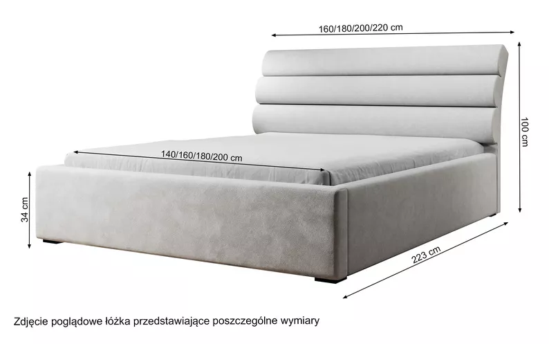 Łóżko tapicerowane 140x200 cm Havneby hydrofobowe oliwkowe